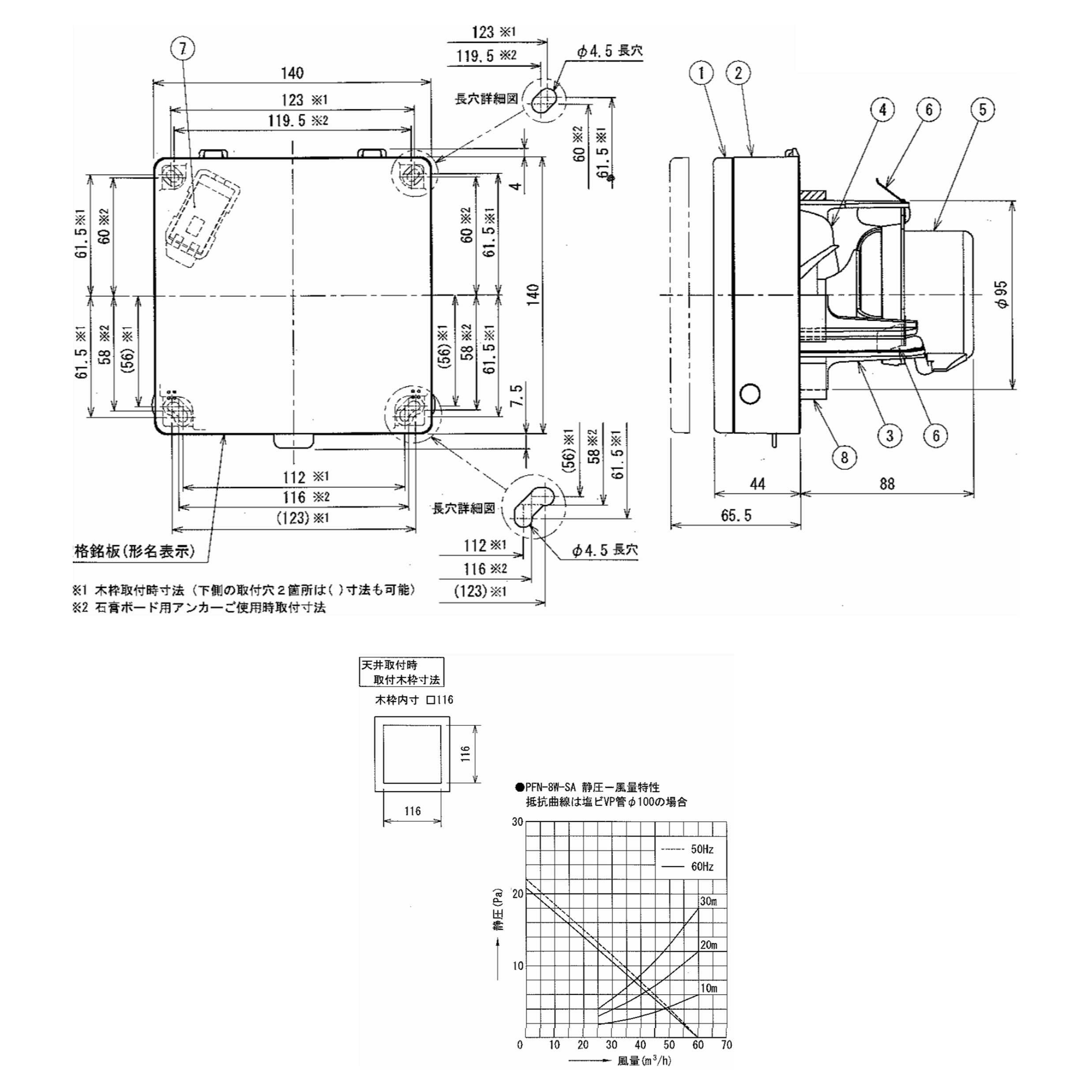 東芝製PBプチファン PFN-8W-SA/スタンダード/パネルタイプ パイプ用